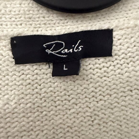 Rails Geneva White Azure Knit Oversized Blue Striped Cardigan Sweater Large - Picture 3 of 7